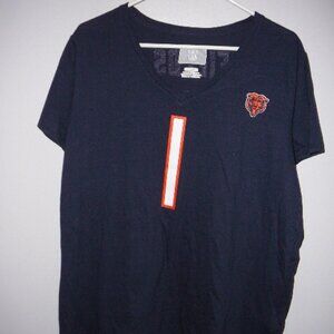 Women's NFL Chicago Bears Navy Blue VNeck Short Sleeve Fields #1 T-Shirt-Size 2X